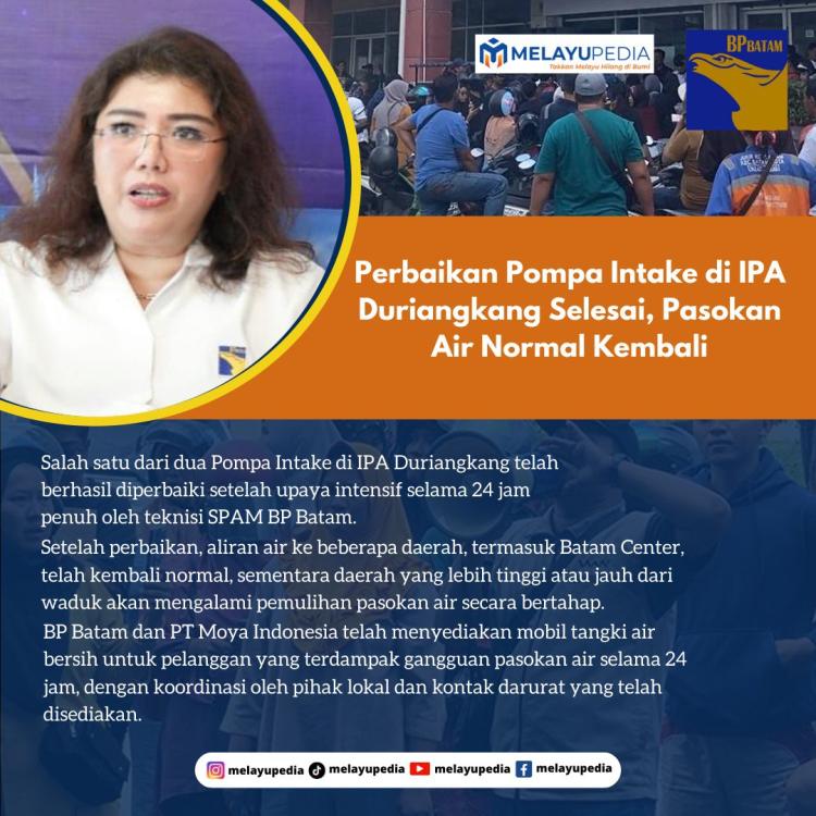 INFOGRAFIS: Perbaikan Pompa Intake di IPA Duriangkang Selesai, Pasokan Air Normal Kembali