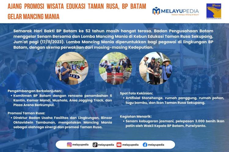 INFOGRAFIS: Ajang Promosi Wisata Edukasi Taman Rusa, BP Batam Gelar Mancing Mania