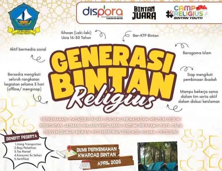 Daftar Sekarang! Dispora Bintan Buka Seleksi Peserta Perkemahan Kepemimpinan Berbasis Agama, Kuota Terbatas
