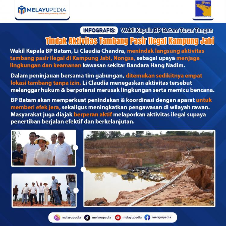 INFOGRAFIS: Wakil Kepala BP Batam Turun Tangan Tindak Aktivitas Tambang Pasir Ilegal Kampung Jabi