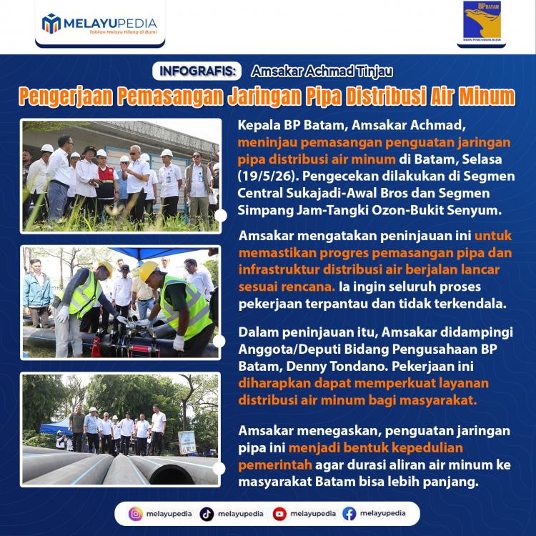 INFOGRAFIS: Amsakar Achmad Tinjau Pengerjaan Pemasangan Jaringan Pipa Distribusi Air Minum
